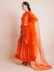 Exquisite Orange Art Silk Kurta Set: Elegant, Comfortable & Festive-Ready