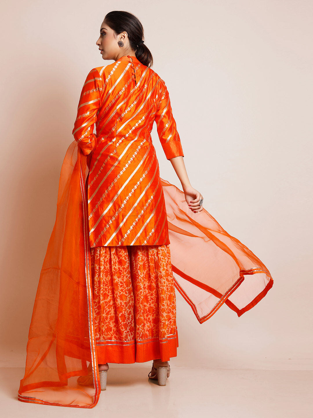 Exquisite Orange Art Silk Kurta Set: Elegant, Comfortable & Festive-Ready