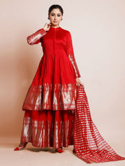 Stunning Red Art Silk Woven Kurta Set: Elegance & Comfort for Every Occasion