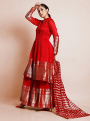 Stunning Red Art Silk Woven Kurta Set: Elegance & Comfort for Every Occasion