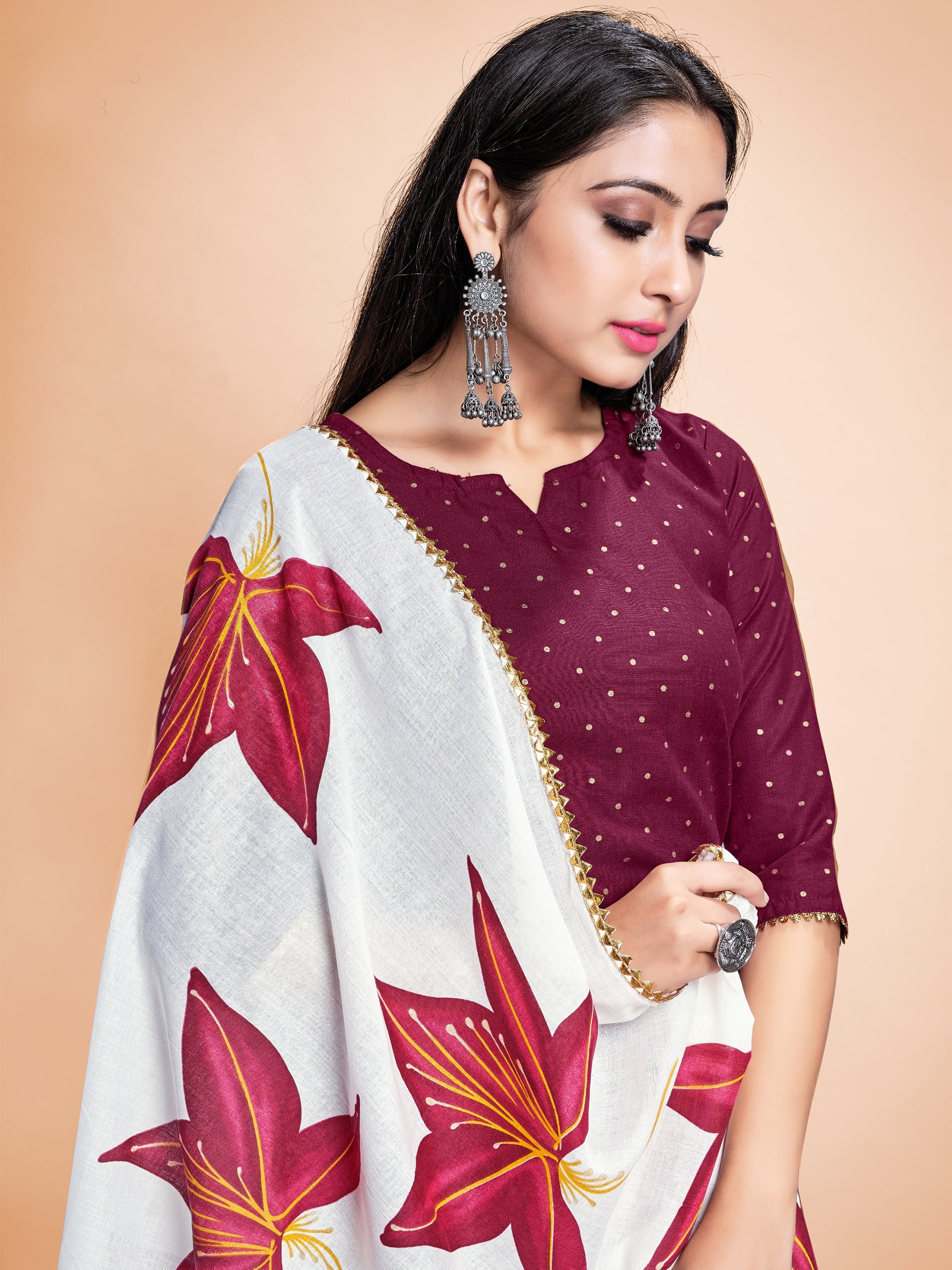 Exquisite Wine Rayon Foil Printed Kurta Set: Perfect for Festive Occasions