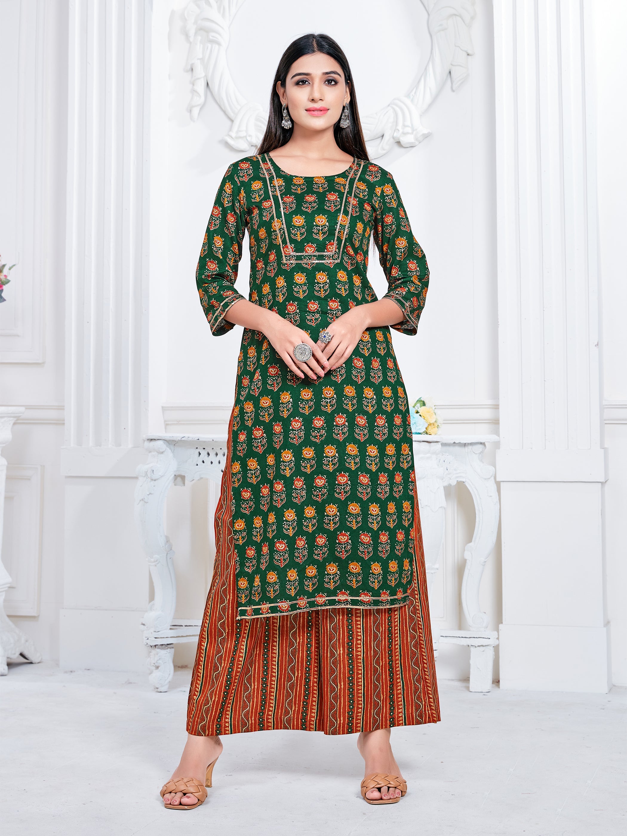 Green Rayon Printed Kurta Set: Comfort, Elegance & Versatile Style for Any Event