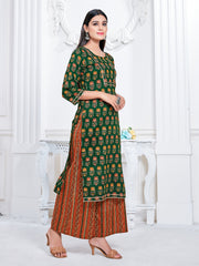 Green Rayon Printed Kurta Set: Comfort, Elegance & Versatile Style for Any Event