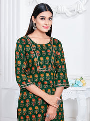 Green Rayon Printed Kurta Set: Comfort, Elegance & Versatile Style for Any Event