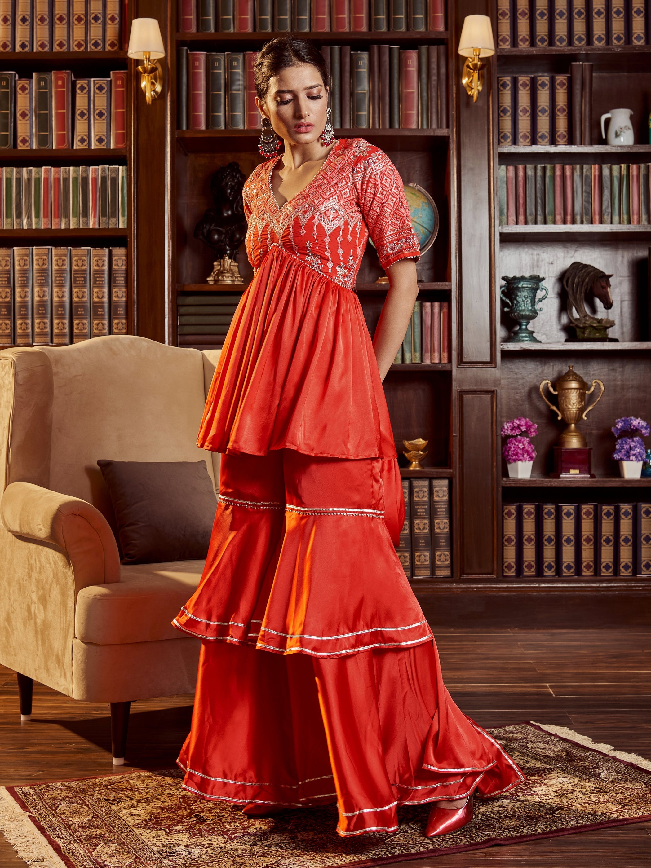 Red Cotton Embroidered Kurta Set: Elegant, Comfortable & Perfect for Festivities