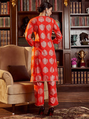 Stunning Red Rayon Foil Printed Kurta Set: Elevate Your Style with Elegance