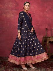 Exquisite Navy Blue Art Silk Kurta Set: Elegant, Comfortable & Sophisticated