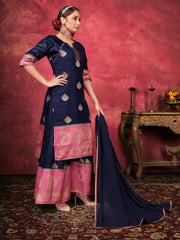 Exquisite Navy Blue Art Silk Kurta Set: Elegant, Comfortable & Sophisticated