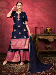 Exquisite Navy Blue Art Silk Kurta Set: Elegant, Comfortable & Sophisticated