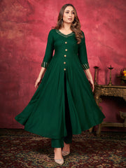 Elegant Dark Green Rayon Kurta Set: Timeless Design for Any Occasion & Comfort