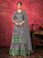 Elegant Grey Art Silk Kurta Set: Timeless Style & Comfort for Festive Occasions