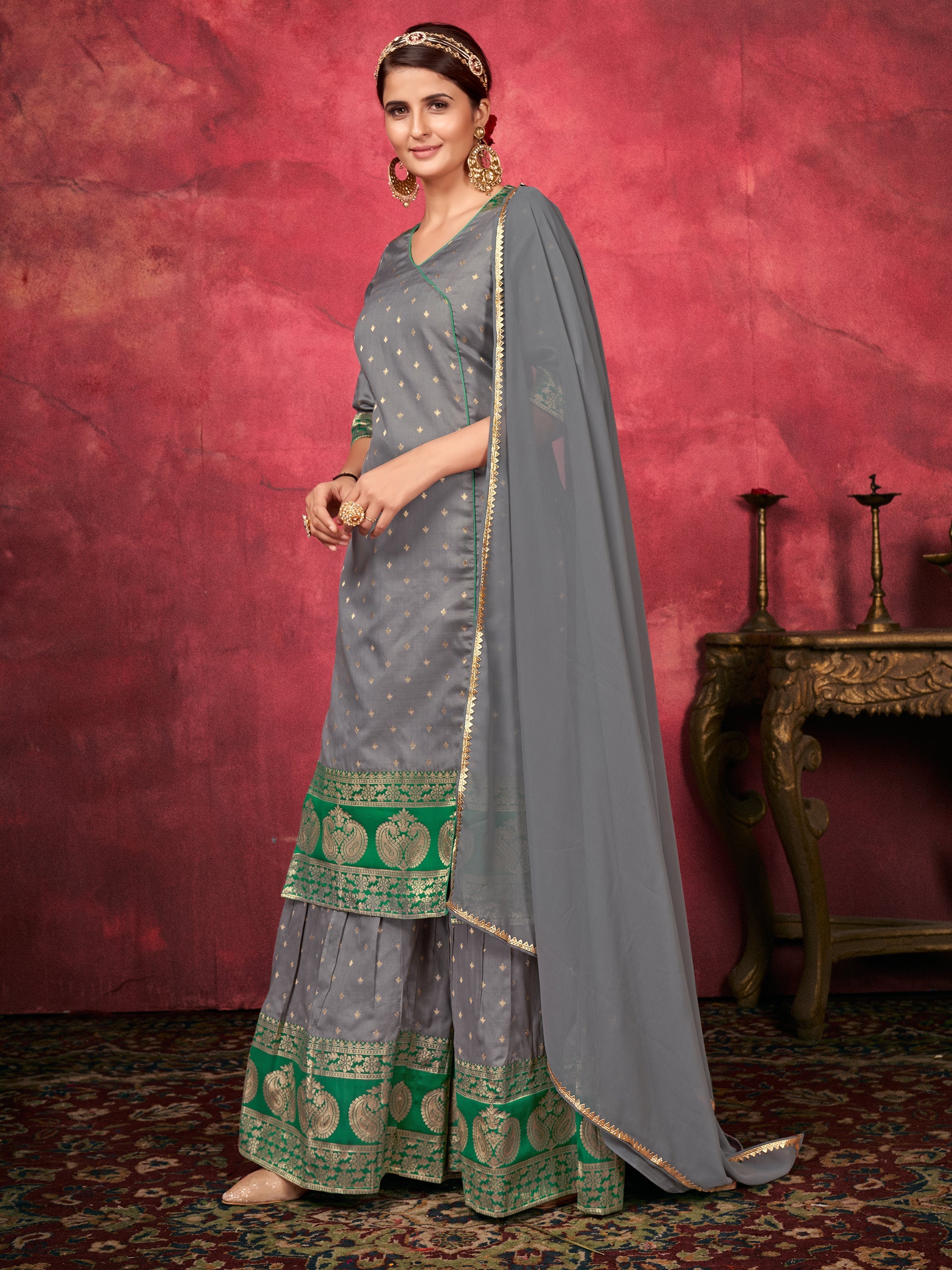 Elegant Grey Art Silk Kurta Set: Timeless Style & Comfort for Festive Occasions