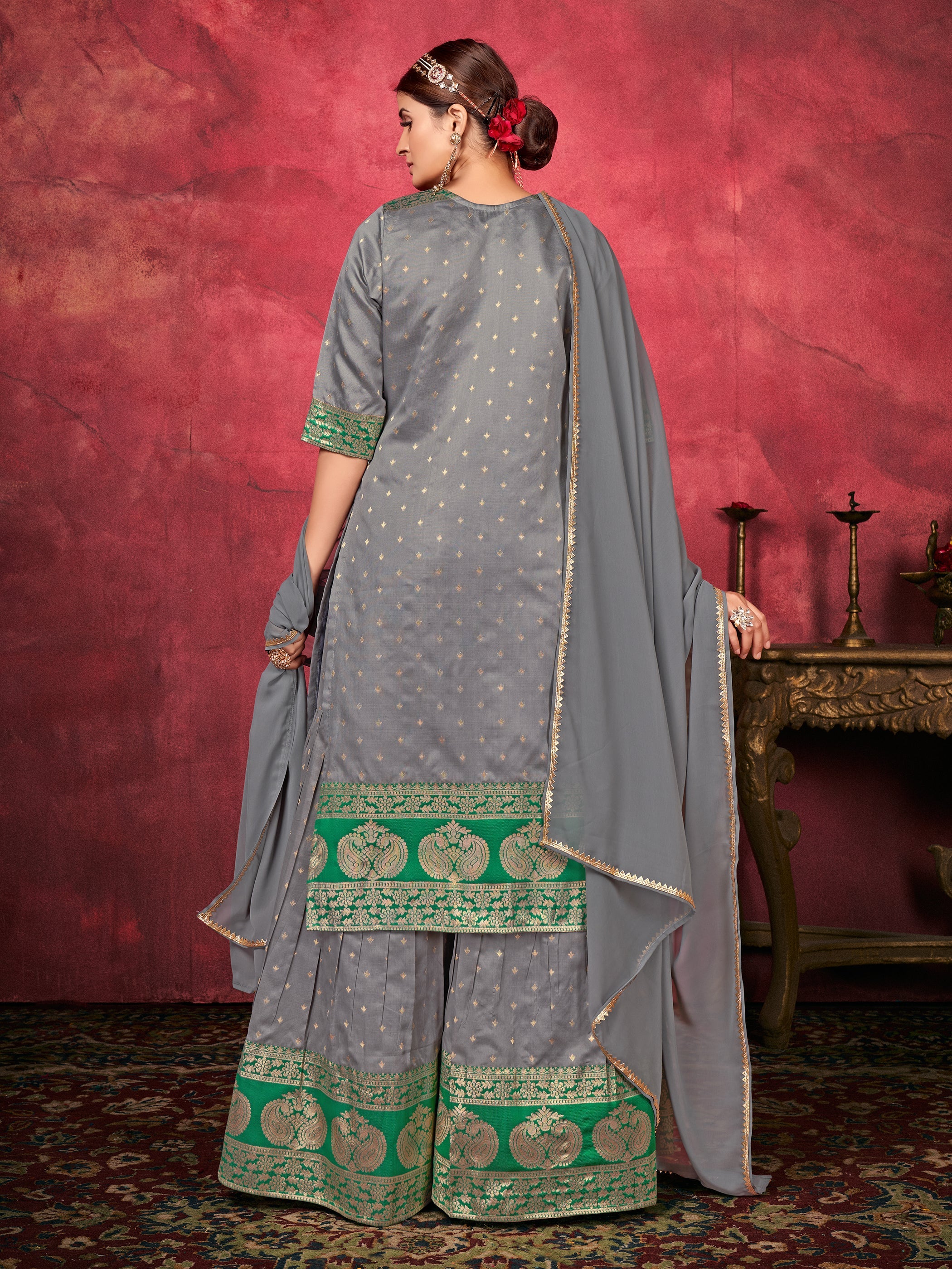 Elegant Grey Art Silk Kurta Set: Timeless Style & Comfort for Festive Occasions