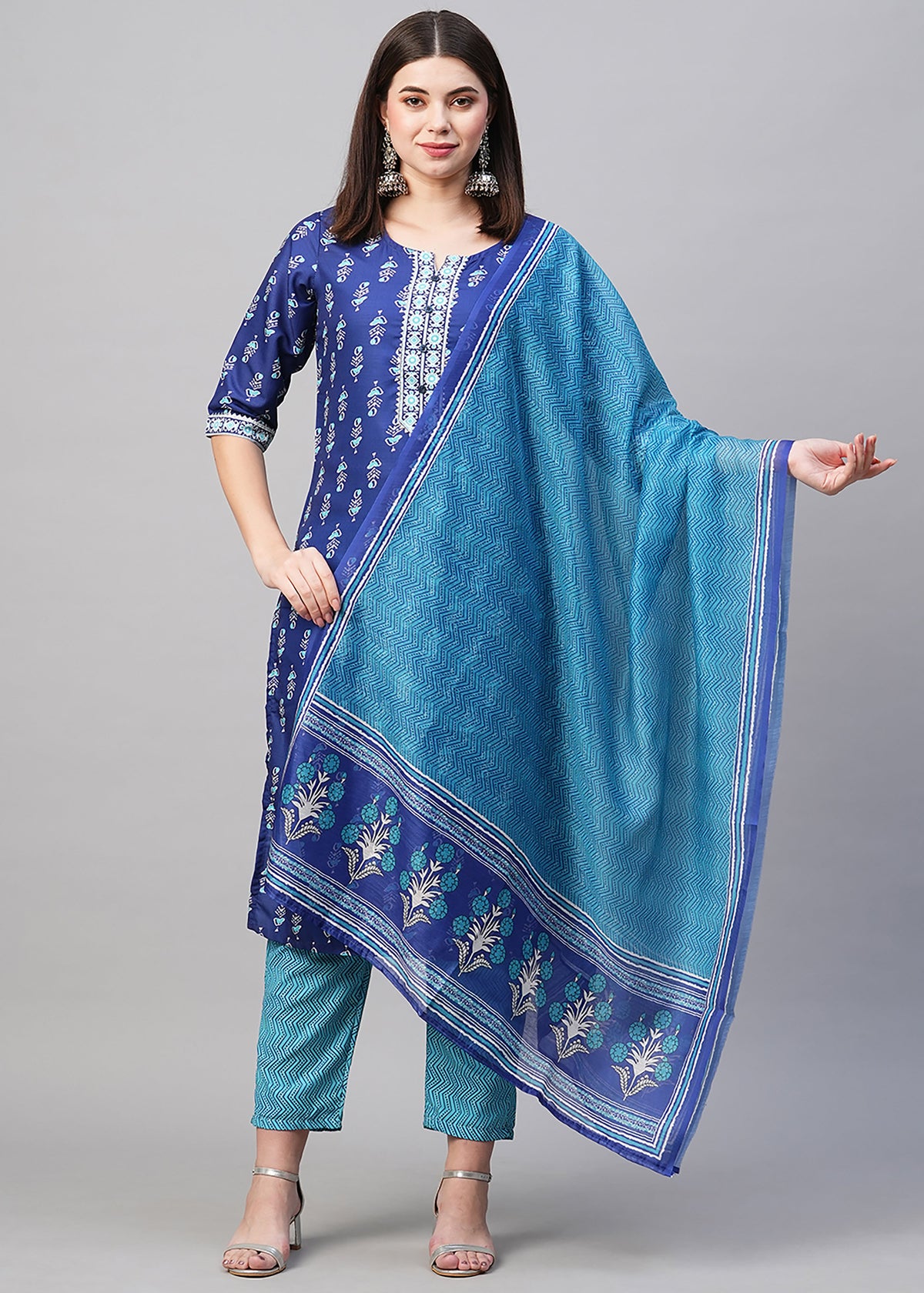 Blue Rayon Printed Kurta Set: Comfort, Elegance & Timeless Traditional Design