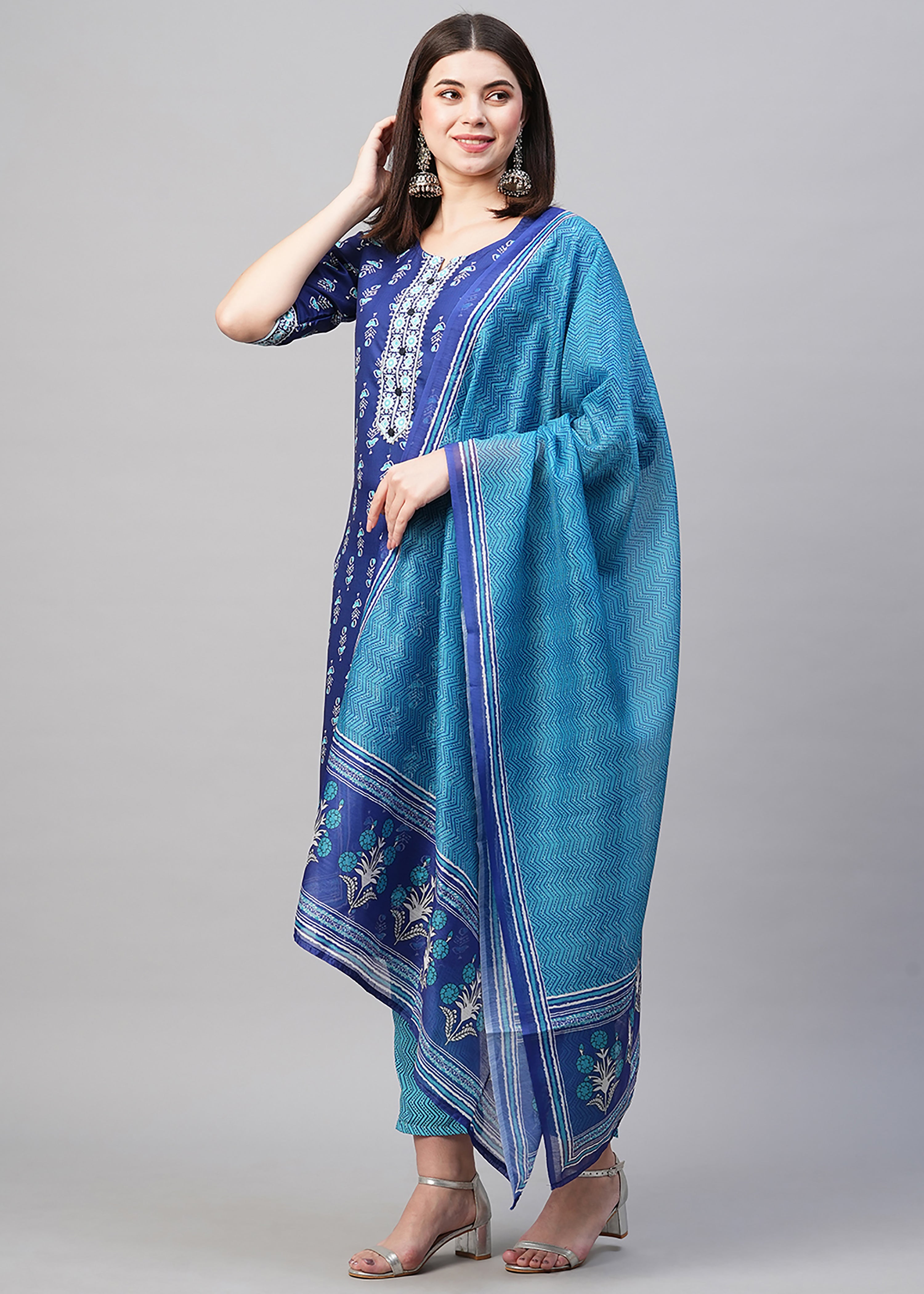 Blue Rayon Printed Kurta Set: Comfort, Elegance & Timeless Traditional Design