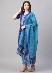 Blue Rayon Printed Kurta Set: Comfort, Elegance & Timeless Traditional Design