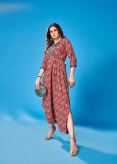 Elegant Maroon Rayon Printed Kurta Set: Stylish, Comfortable & Versatile Wear