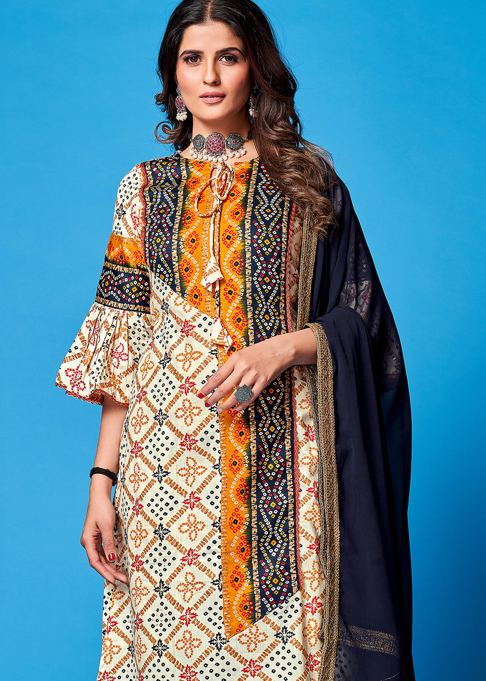 Upgrade Your Ethnic Style with Off White Rayon Printed Kurta Set for Any Occasion