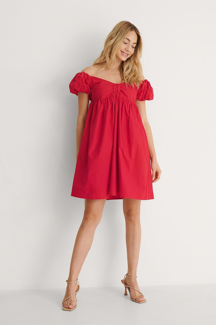 Stylish Red Rayon Off-the-Shoulder Solid Dress for Trendy Fashion Lovers