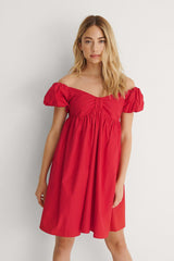 Stylish Red Rayon Off-the-Shoulder Solid Dress for Trendy Fashion Lovers