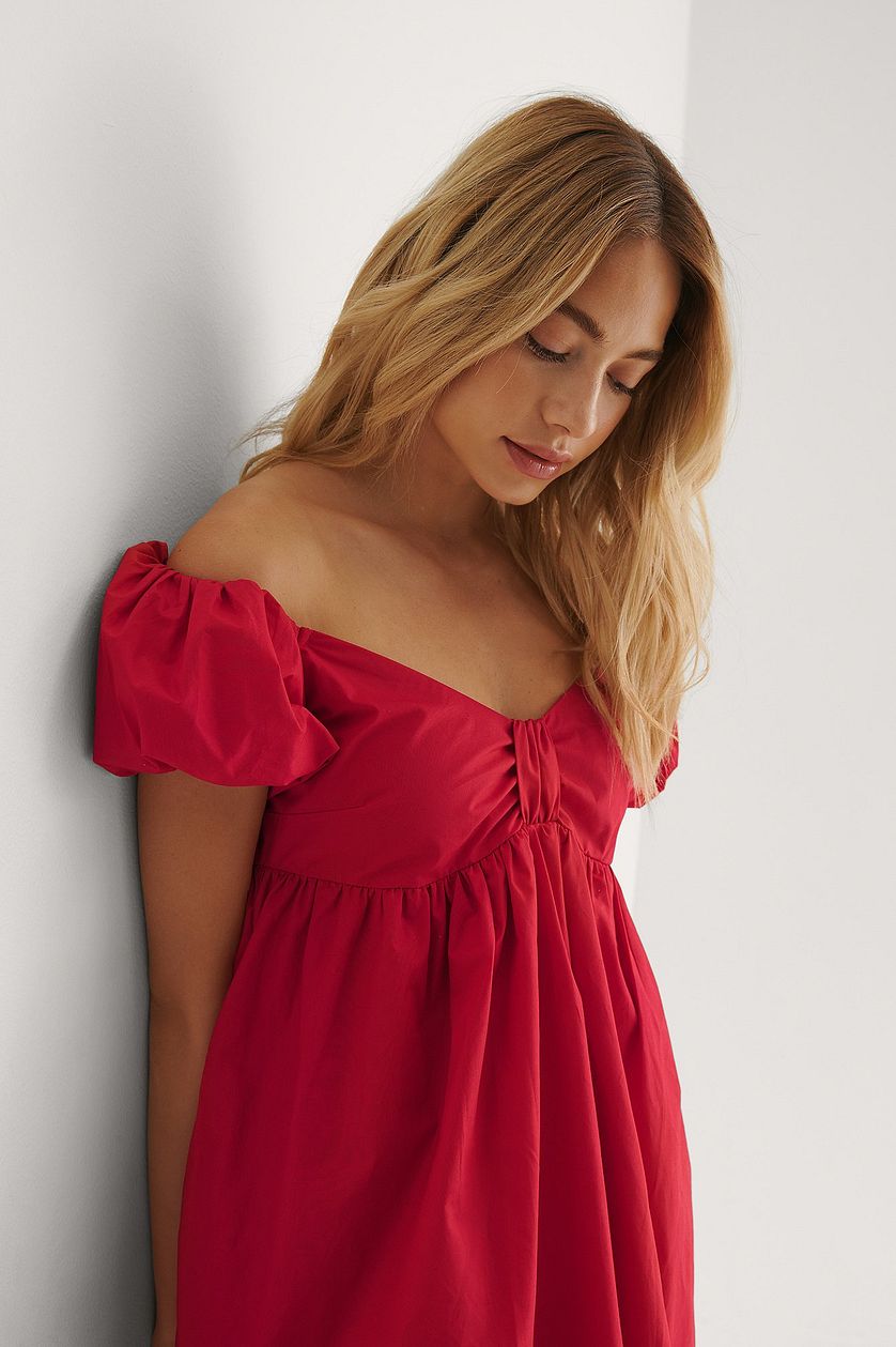 Stylish Red Rayon Off-the-Shoulder Solid Dress for Trendy Fashion Lovers