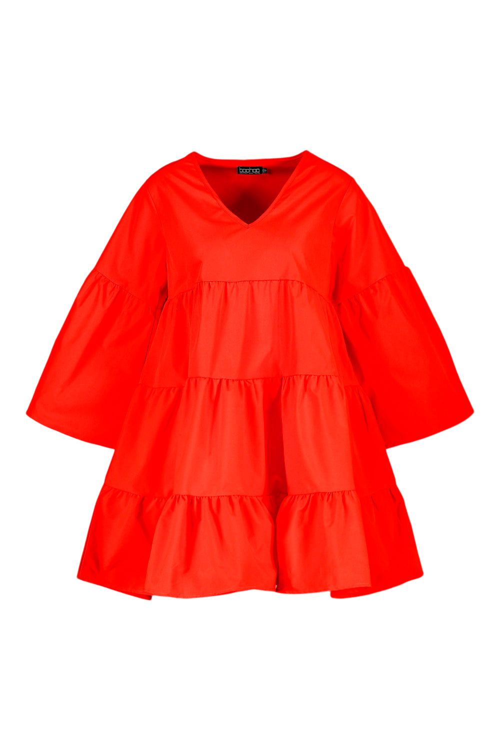 Stylish Red Rayon V Neck Dress with Bell Sleeves - Perfect for Any Occasion