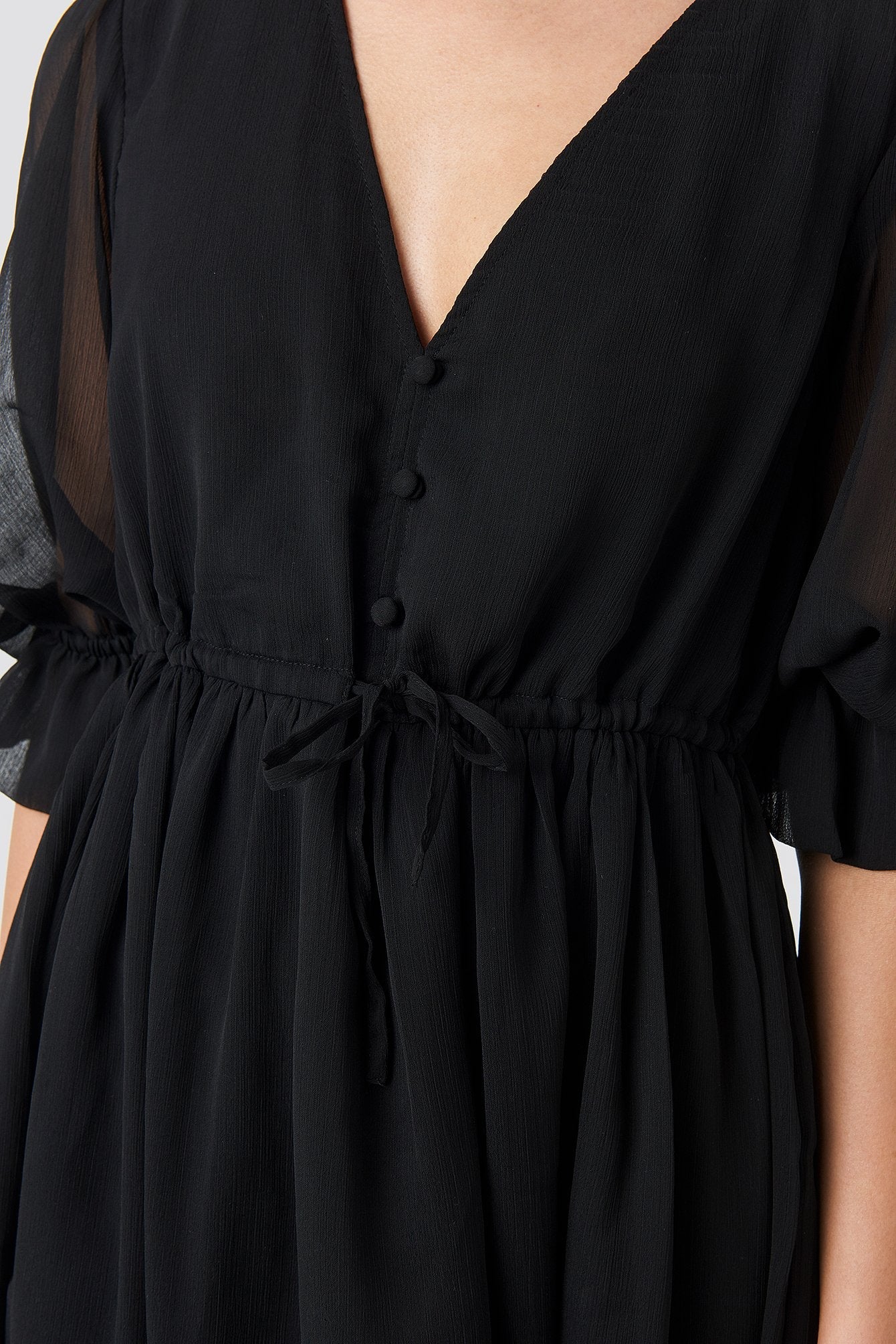 Stylish Black A-line Short Dress - Solid Polyester with Short Sleeves