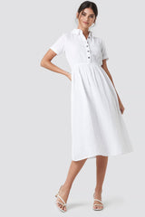 Stylish White Georgette Solid Short Sleeve Dress - Perfect for Any Occasion