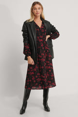 Stylish Black Georgette Printed Peasant Wrap Dress for Women - Shop Now