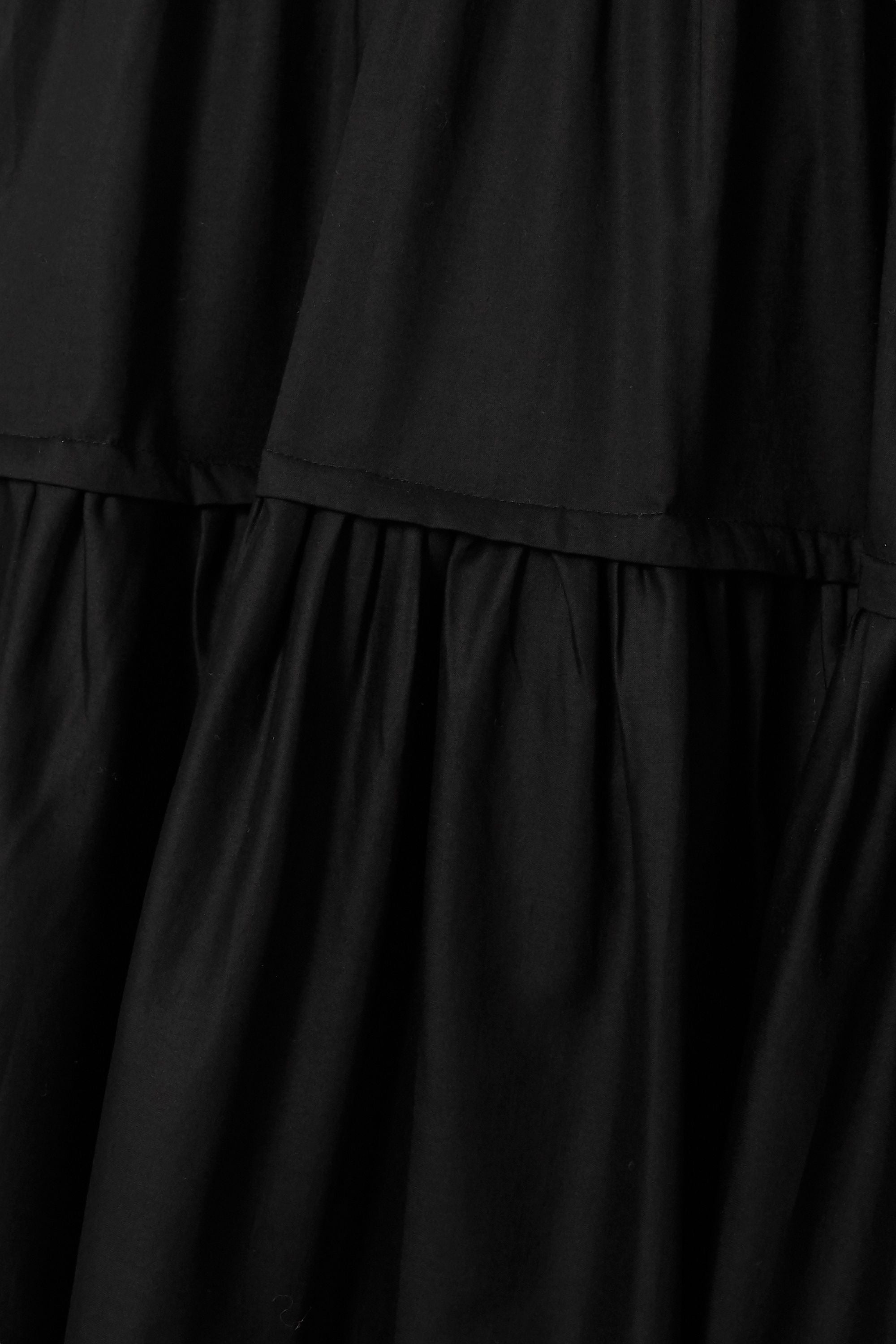 Chic Black Cotton Dress with Solid Bishop Sleeves - Perfect for Any Occasion