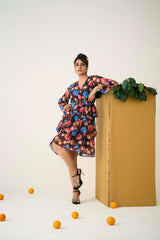 Multi Georgette Regular  Sleeves Floral Print Dress