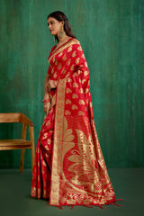 Shop Elegant Red Banarasi Art Silk Woven Ready to Wear Saree Online - Best Prices