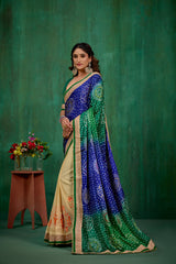 Buy Faux Georgette Multi Color Embroidered Ready to Wear Saree Online - Best Prices