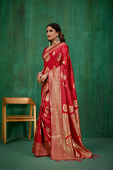 Shop Elegant Red Banarasi Art Silk Woven Ready to Wear Saree Online - Best Prices