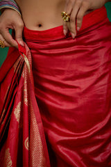 Shop Elegant Red Banarasi Art Silk Woven Ready to Wear Saree Online - Best Prices