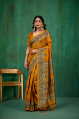 Shop Elegant Mustard Mysore Art Silk Printed Ready to Wear Saree Online - Best Prices