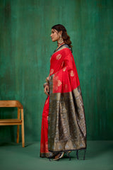 Shop Elegant Red Banarasi Art Silk Woven Ready to Wear Saree Online - Best Prices