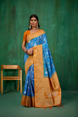 Shop Elegant Blue Banarasi Art Silk Woven Ready to Wear Saree Online - Best Prices