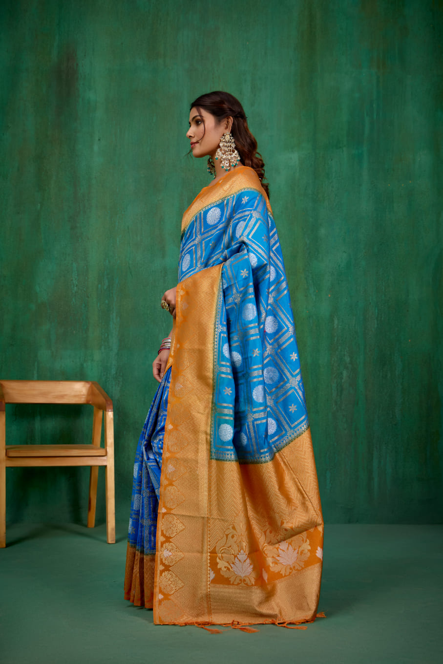 Shop Elegant Blue Banarasi Art Silk Woven Ready to Wear Saree Online - Best Prices