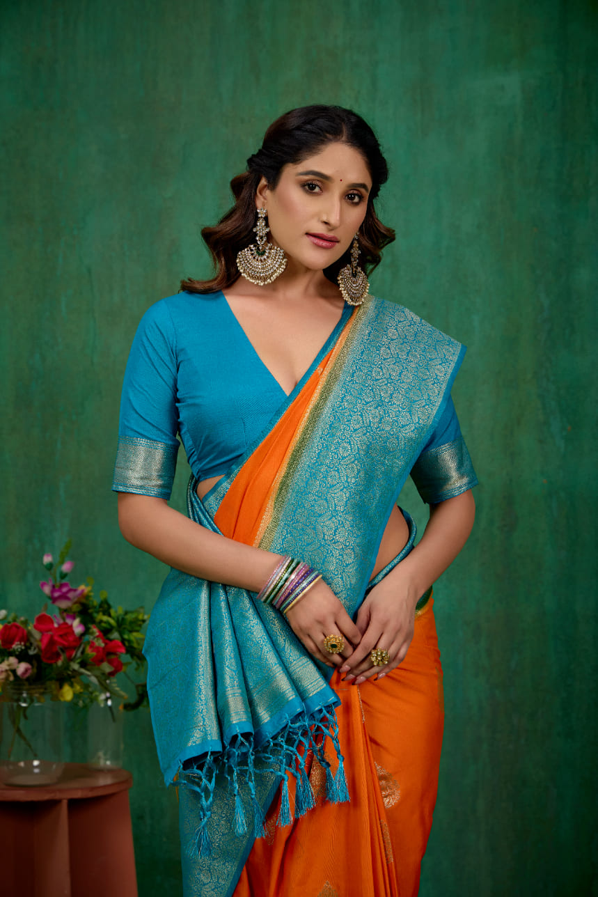 Shop Elegant Mustard Banarasi Art Silk Woven Ready to Wear Saree Online - Best Prices