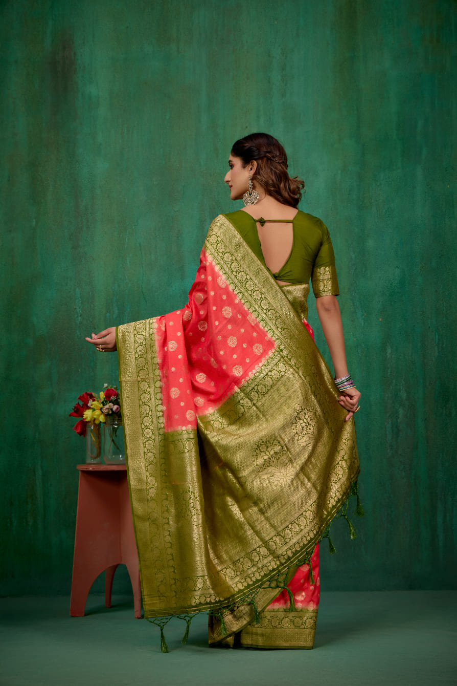 Shop Elegant Red Banarasi Art Silk Woven Ready to Wear Saree Online - Best Prices