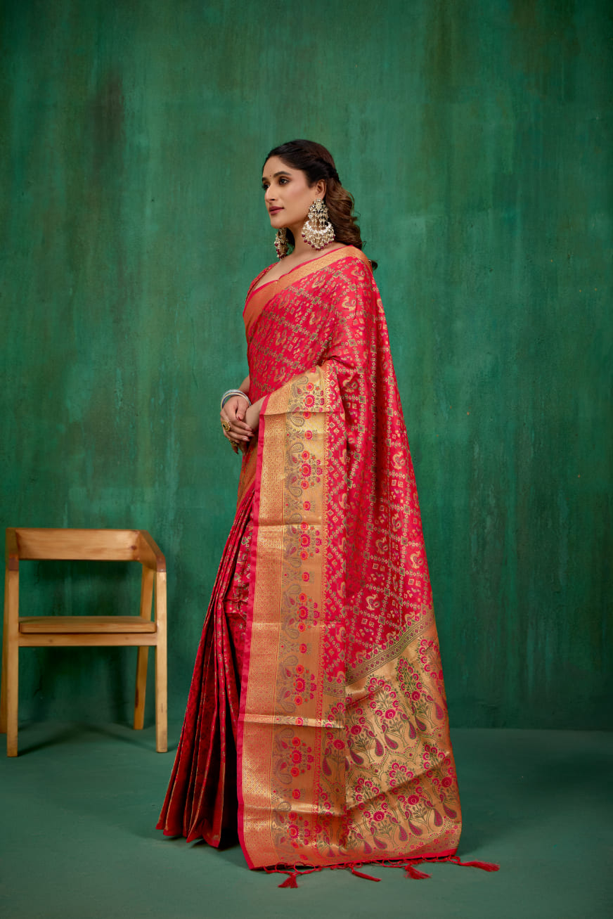 Shop Elegant Red Banarasi Art Silk Woven Ready to Wear Saree Online - Best Prices