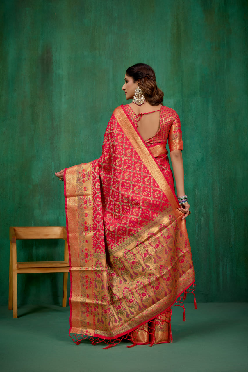 Shop Elegant Red Banarasi Art Silk Woven Ready to Wear Saree Online - Best Prices