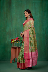 Elegant Green Cotton Silk Woven Ready to Wear Saree - Perfect for Any Occasion