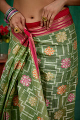 Elegant Green Cotton Silk Woven Ready to Wear Saree - Perfect for Any Occasion