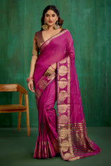 Elegant Pink Cotton Silk Woven Ready to Wear Saree - Perfect for Any Occasion