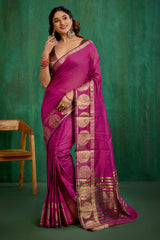 Elegant Pink Cotton Silk Woven Ready to Wear Saree - Perfect for Any Occasion