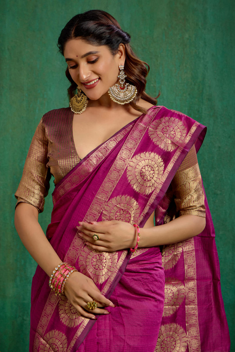 Elegant Pink Cotton Silk Woven Ready to Wear Saree - Perfect for Any Occasion