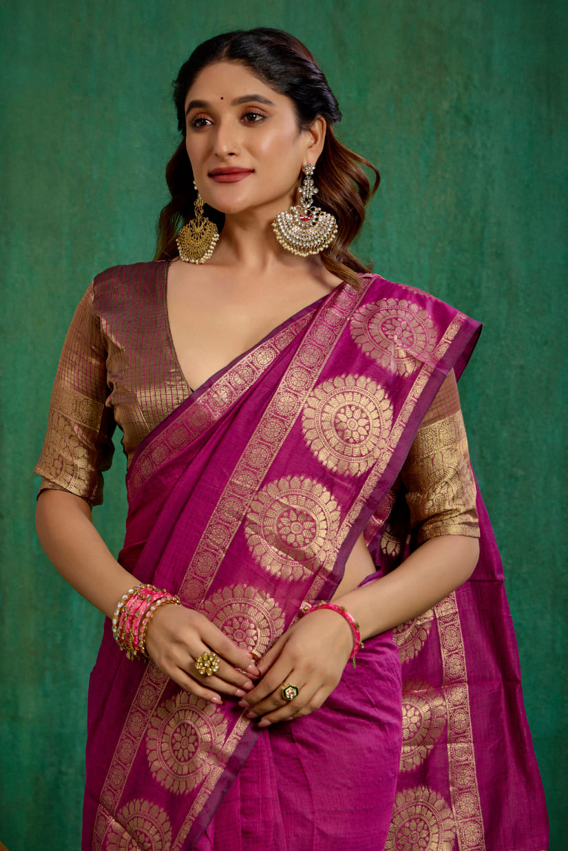 Elegant Pink Cotton Silk Woven Ready to Wear Saree - Perfect for Any Occasion