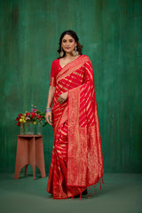 Shop Elegant Red Banarasi Art Silk Woven Ready to Wear Saree Online - Best Prices